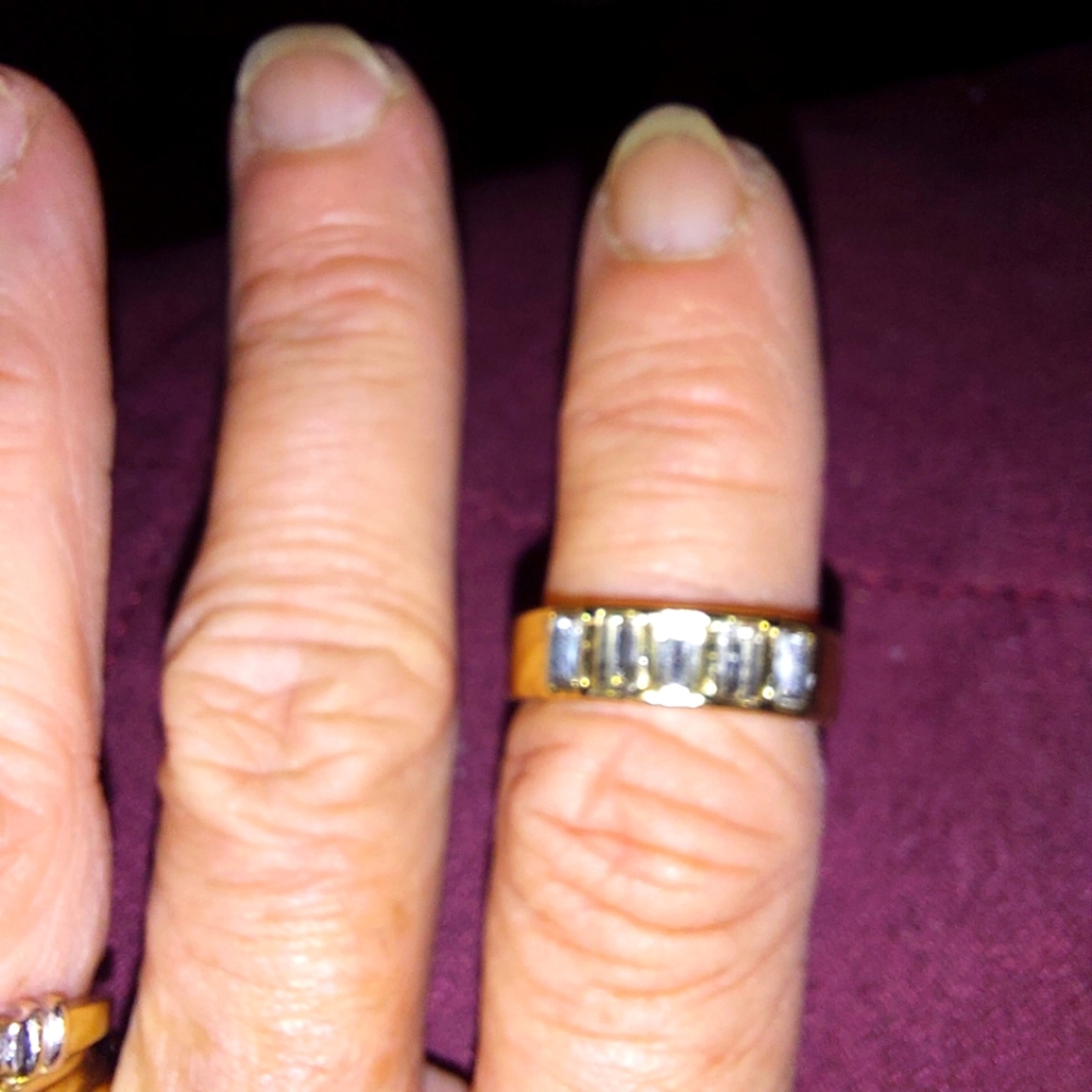 Gold toned clear stone band, size 7